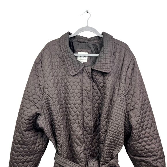 Caren Sport Womens Quilted Jacket Collared Belted Lined Pockets Brown Plus Sz 3x - Picture 2 of 6